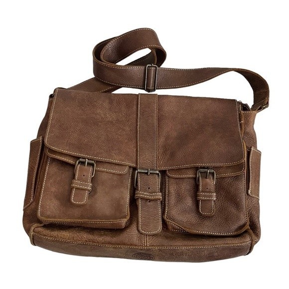 Roots Bags Roots Canada Pebbled Leather Brown Messenger Bag